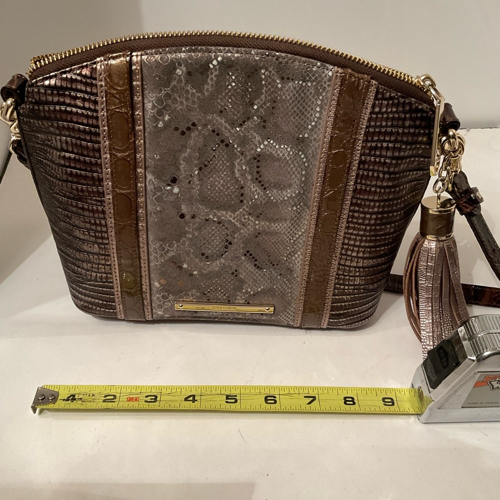 Brahmin brown/silver a/p purse